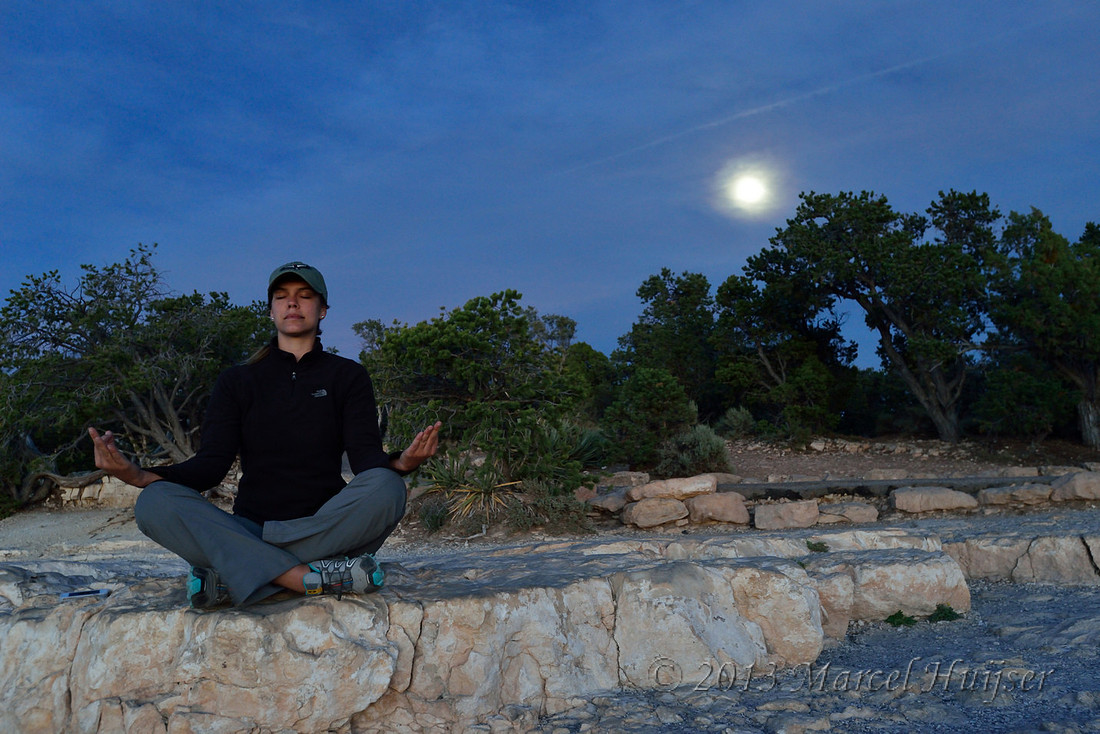 Travel: Meditating in moon light, Arizona, USA