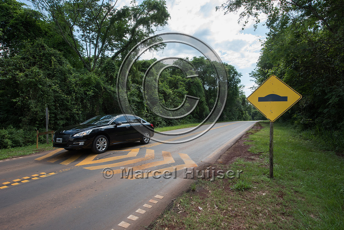 Speed bump to reduce collisions with wildlife, Puerto Iguazú,