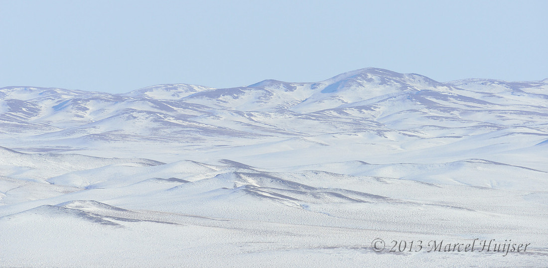 Asian landscapes: Snow covered mountains, Hustai Nuruu National Park, Töv, Mongolia