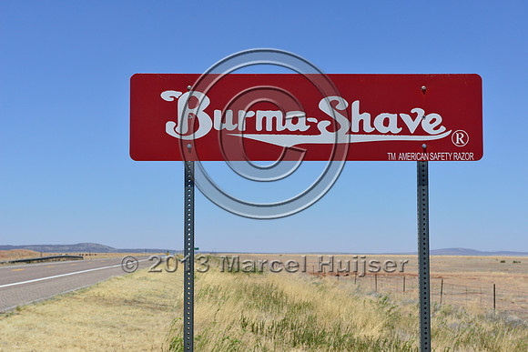 Burma-Shave cattle crossing sign series, US Hwy 66, Arizona, USA