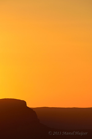 Ridges after sunset, Yavapai Point, South Rim, Grand Canyon National Park, Arizona, USA