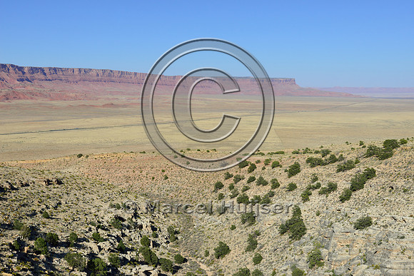 Vermilion Cliffs with Hwy 89A in foreground, Arizona, USA