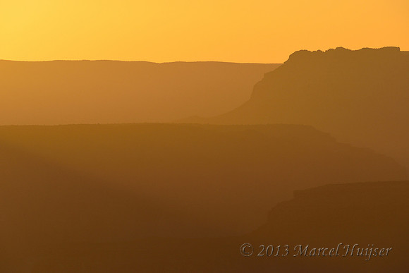 Ridges after sunset, Yavapai Point, South Rim, Grand Canyon National Park, Arizona, USA