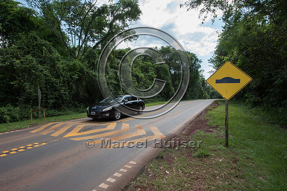 Speed bump to reduce collisions with wildlife, Puerto Iguazú,