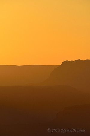 Ridges after sunset, Yavapai Point, South Rim, Grand Canyon National Park, Arizona, USA