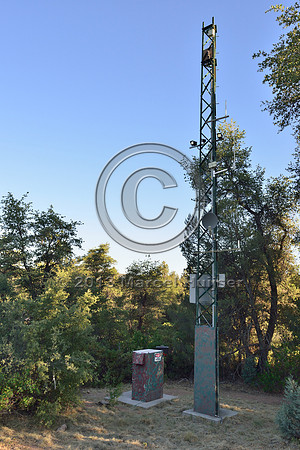 Camera tower associated with an animal detection and driver warning system, S.R. 260 east of Payson, Arizona, USA