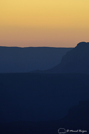 Ridges after sunset, Yavapai Point, South Rim, Grand Canyon National Park, Arizona, USA
