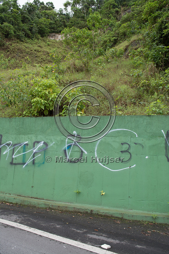 Retaining wall at a site where land slides used to occur, "park