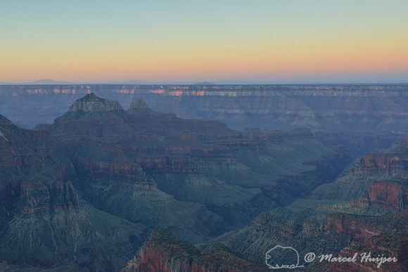 Sunrise at Bright Angel trail, North Rim, Grand Canyon National Park, Arizona, USA