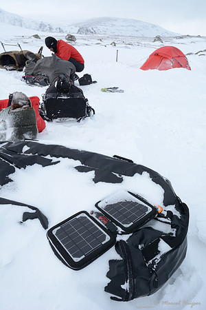 The making of the muskoxen images, My Voltaic Amp Solar Charger to recharge camera batteries, Dovrefjell National Park, Norway