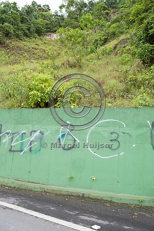 Retaining wall at a site where land slides used to occur, "park