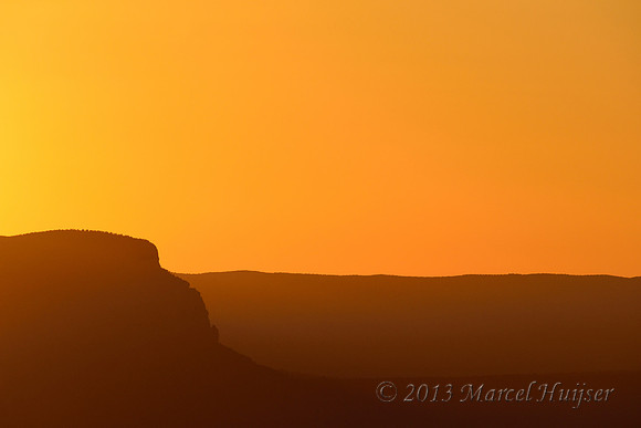 Ridges after sunset, Yavapai Point, South Rim, Grand Canyon National Park, Arizona, USA