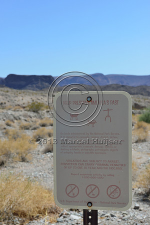 Information sign petroglyphs, Arizona, USA.