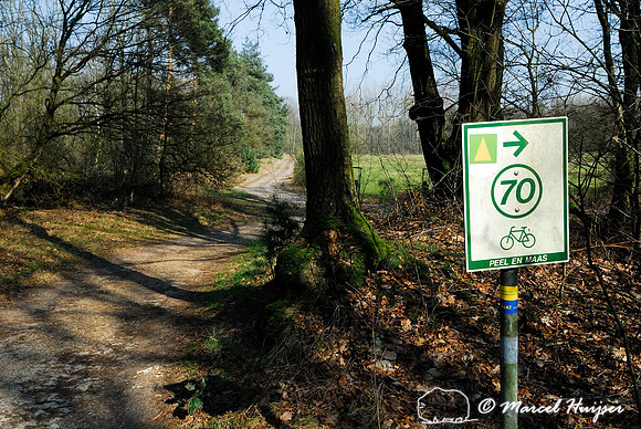 Bicycle route sign, Weerterbos, Maarheze, The Netherlands