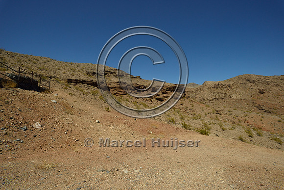 Approach on east side of wildlife overpass designed for desert bighorn sheep (Ovis canadensis nelsoni), US Hwy 93, NW Arizona, USA