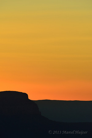 Ridges after sunset, Yavapai Point, South Rim, Grand Canyon National Park, Arizona, USA