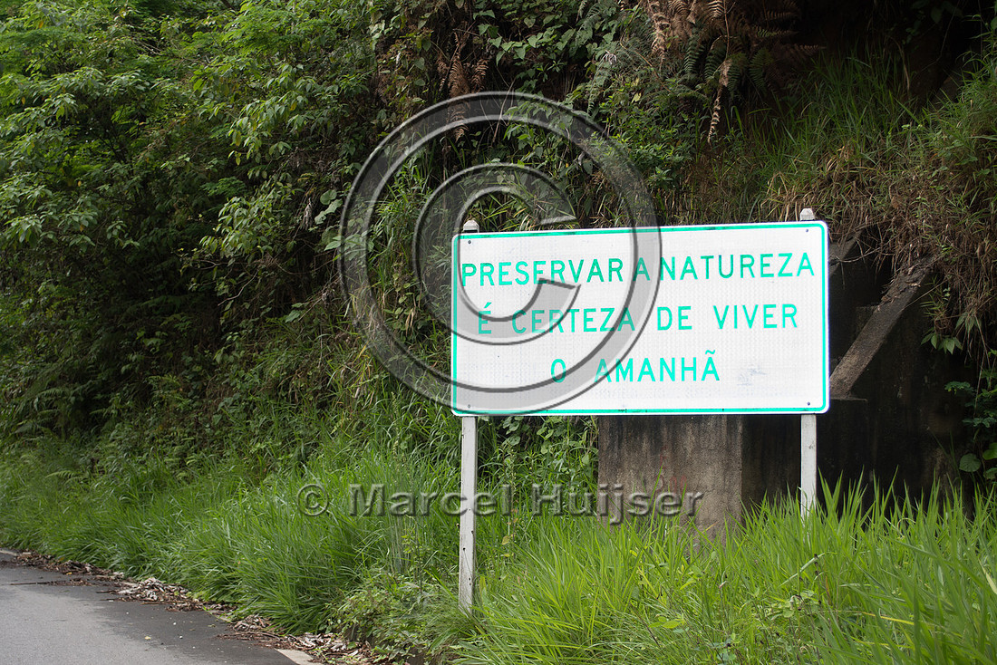 Road sign, preserve nature and secure life for tomorrow, "park r