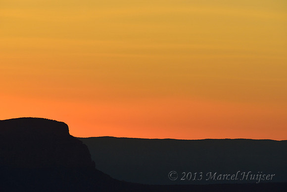 Ridges after sunset, Yavapai Point, South Rim, Grand Canyon National Park, Arizona, USA