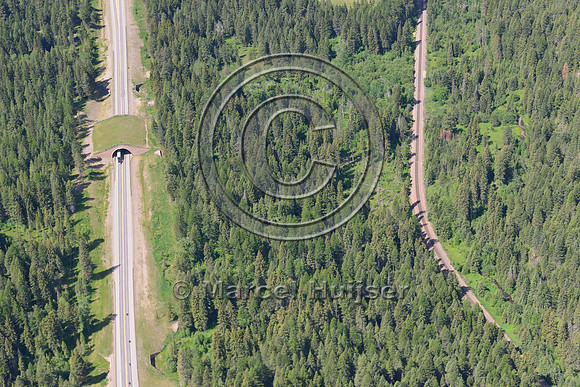 Wildlife overpass and underpasses (Finley creek 2 and 3) , US Hwy 93, Flathead Indian Reservation, Montana, USA