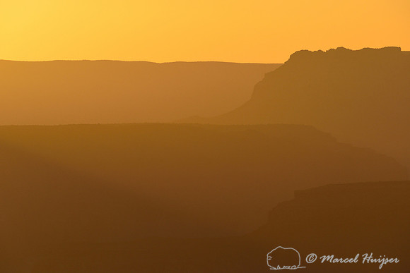 Ridges after sunset, Yavapai Point, South Rim, Grand Canyon National Park, Arizona, USA