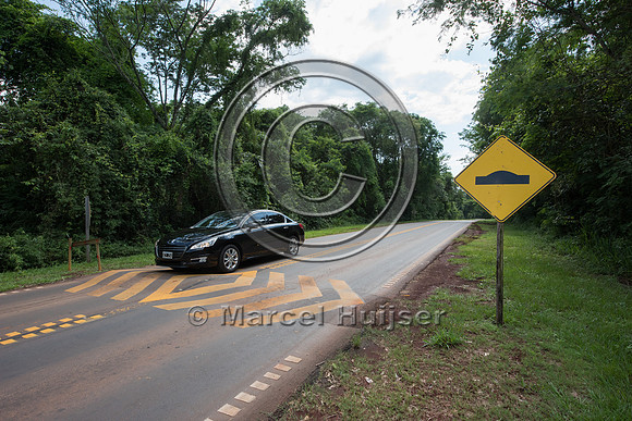 Speed bump to reduce collisions with wildlife, Puerto Iguazú,