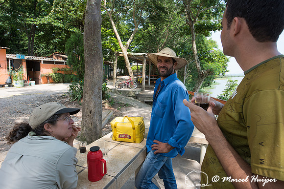 Evanildo, our birding guide, Alex Bovo and Bethanie Walder, Tanq