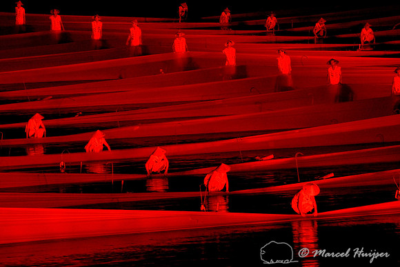 Chinese fishermen in a light show, Li River, Yangshuo, China