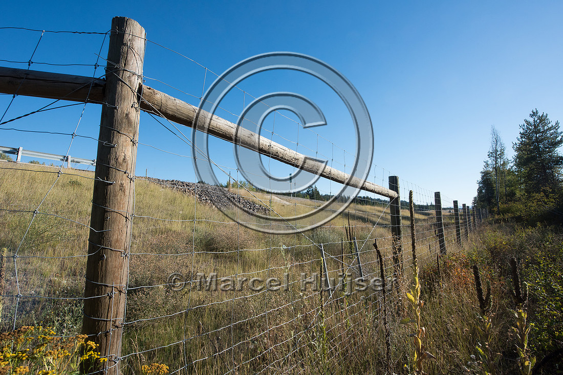 Wildlife fence, near wildlife underpass, US Hwy 95, Chilco, Idah