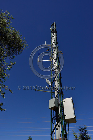 Tower with cameras and communication equipment associated with an animal detection system, S.R. 260, east of Payson, Arizona, USA
