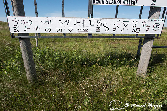 Sign with directions to individual ranches, Nebraska, USA
