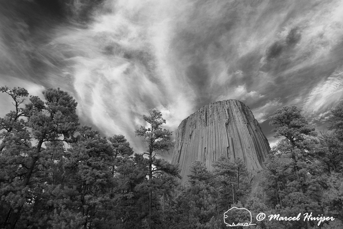 Devils Tower National Monument in infrared, Wyoming, USA