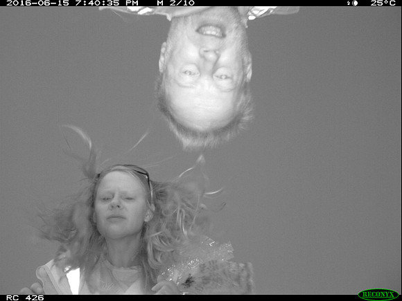 Brooke Stansberry and Marcel Huijser install a wildlife camera, Valentine National Wildlife Refuge, Nebraska, USA