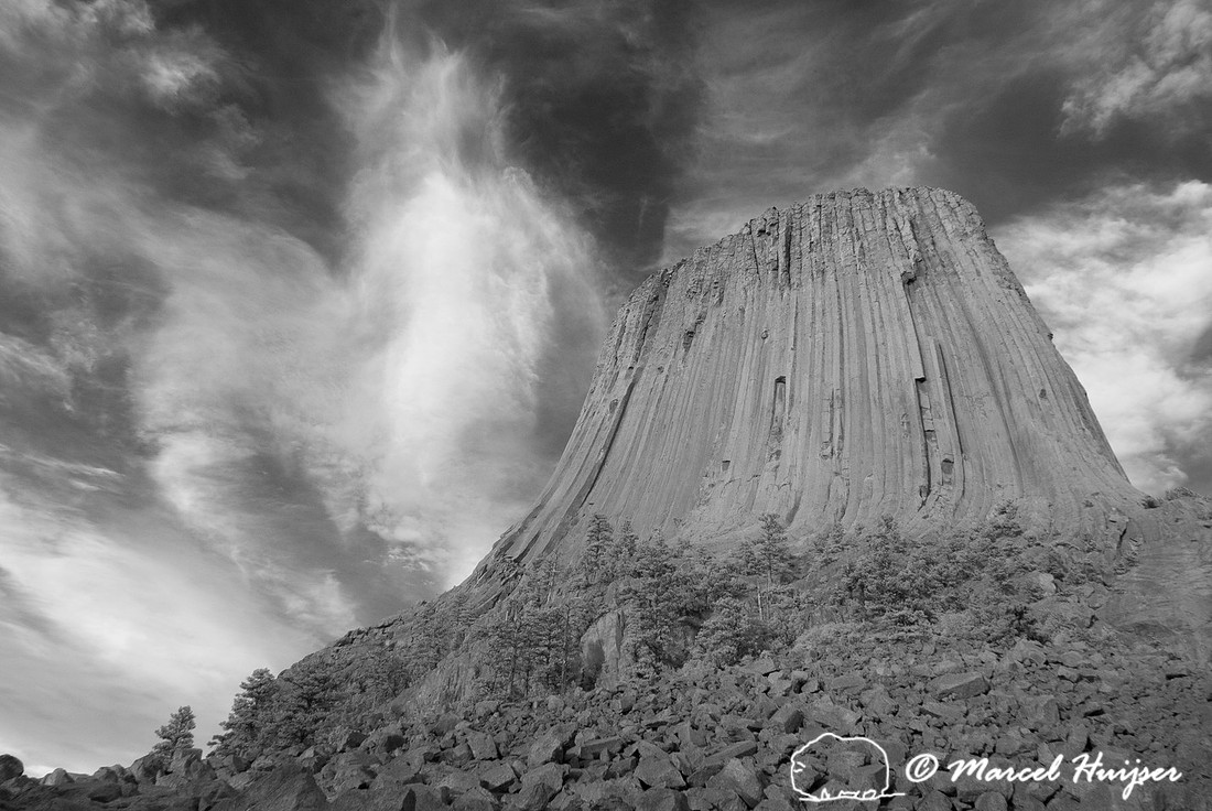 Devils Tower National Monument in infrared, Wyoming, USA