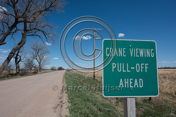 Wildlife watching sign for viewing sandhill cranes (Grus canaden