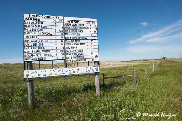 Sign with directions to individual ranches, Nebraska, USA