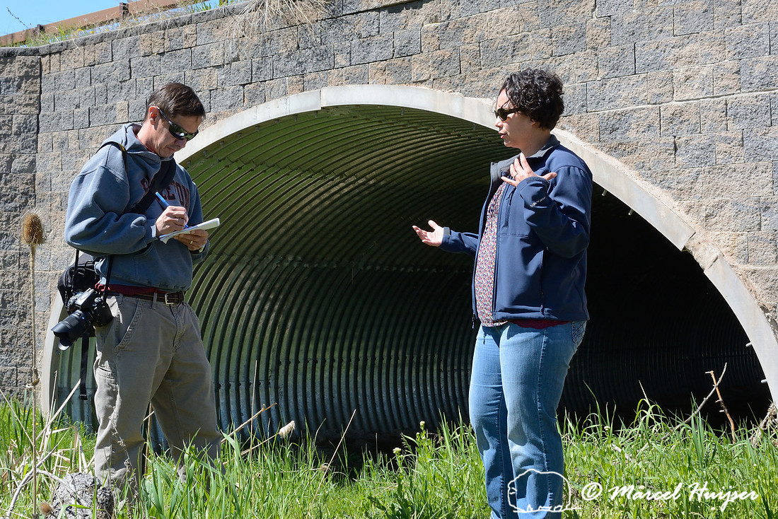 Sepp Jannotta (writer Montana State University News Service) interviews Whisper Camel-Means (wildlife biologist, Confederated Salish & Kootenai Tribes) about the wildlife mitigation measures alongUS H
