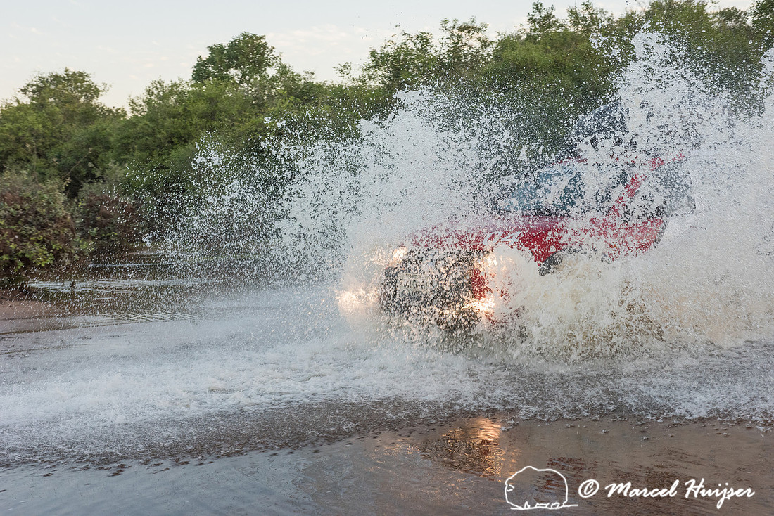 Crossing a stream, Mitsubishi 4x4, L200 Triton Savana, on wildli