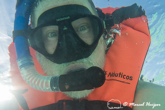 Marcel Huijser snorkeling, Sian Ka'an, Yucatan, Mexico