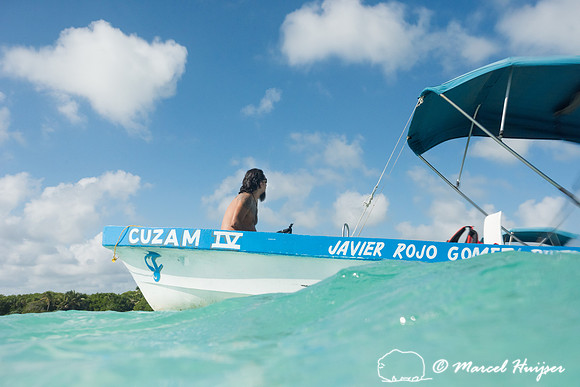 Alex from Mexico Kan Tours, guiding a group, Sian Ka'an, Yucatan