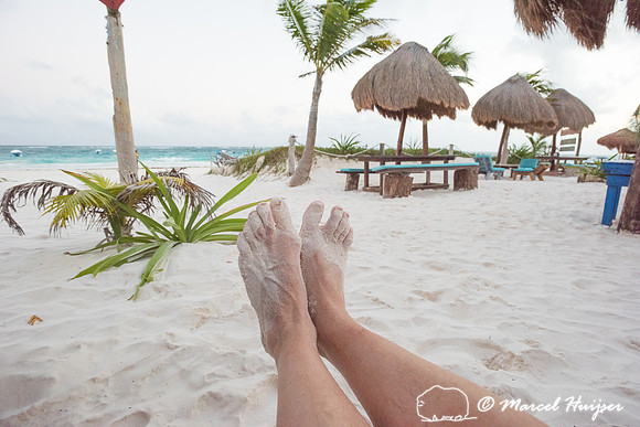Kicking back on the beach, Tulum,  Mexico