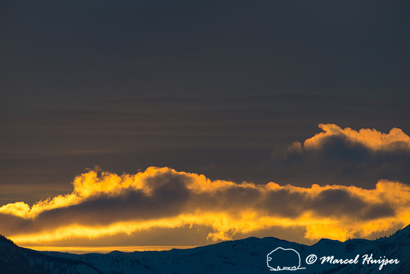 Winter evening sky, Blacktail Plateau, Yellowstone National Park