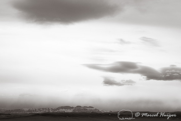 Rocky Mountain front in infrared, Freezout Lake, Montana, USA