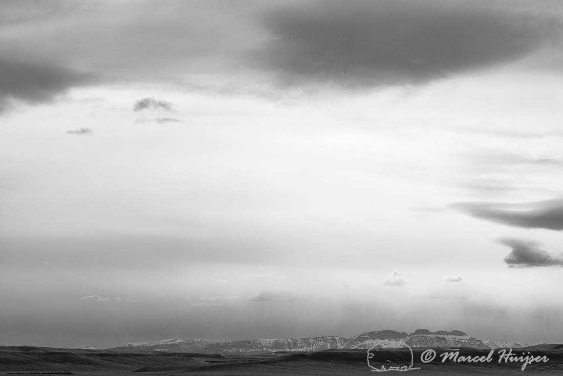 Rocky Mountain front in infrared, Freezout Lake, Montana, USA