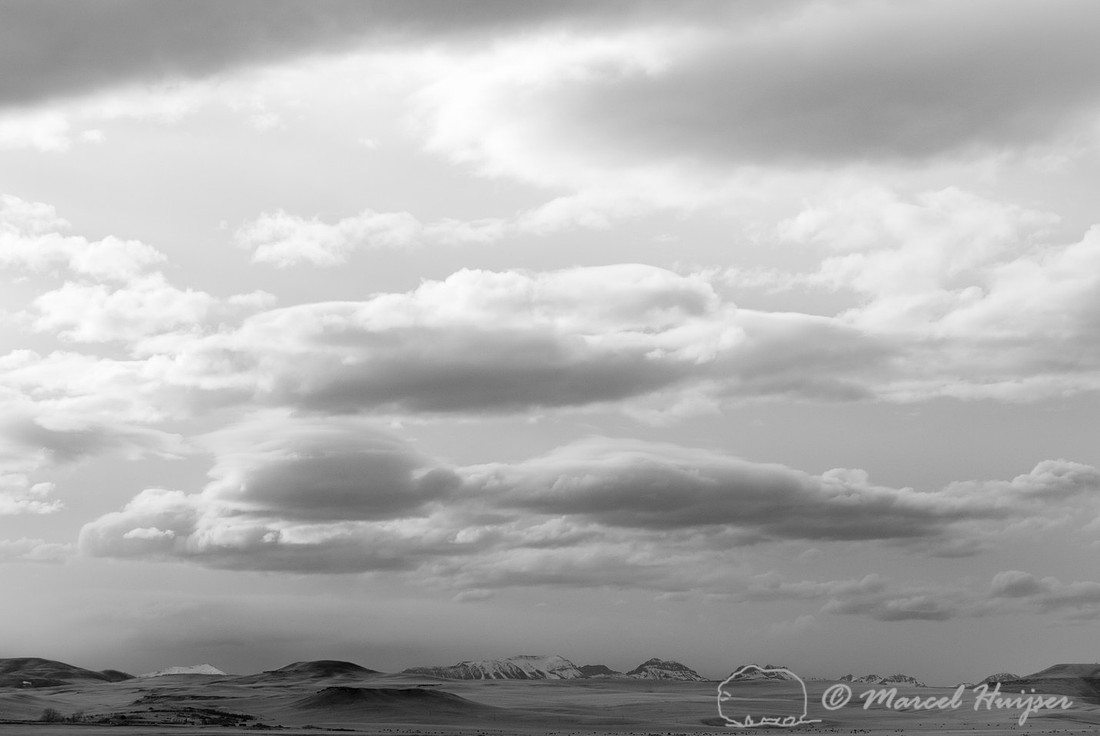 Rocky Mountain front in infrared, Freezout Lake, Montana, USA