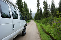 Our Ford E350 4x4 camper van on dirt road, Elk meadows loop road