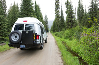 Our Ford E350 4x4 camper van on dirt road, Elk meadows loop road