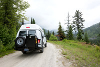 Our Ford E350 4x4 camper van on dirt road, Elk meadows loop road