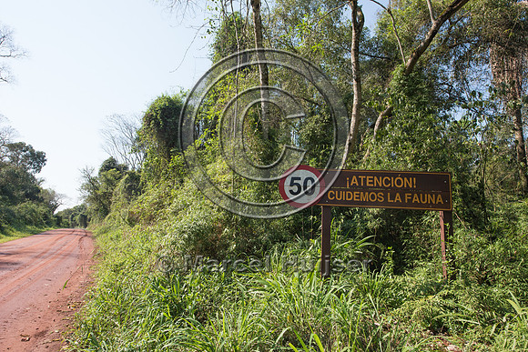 Wildlife warning sign and reduced speed limit to 50 km per hour
