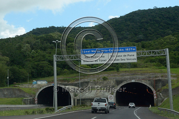 Tunnel (landscape bridge) Morro Alto (1837 m long), BR 101, near Aguapés, Rio Grande do Sul, Brazil