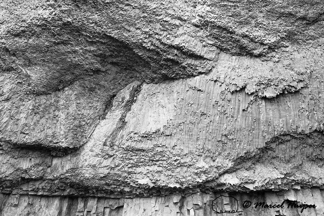 Basalt columns on overhanging cliff, Yellowstone National Park,